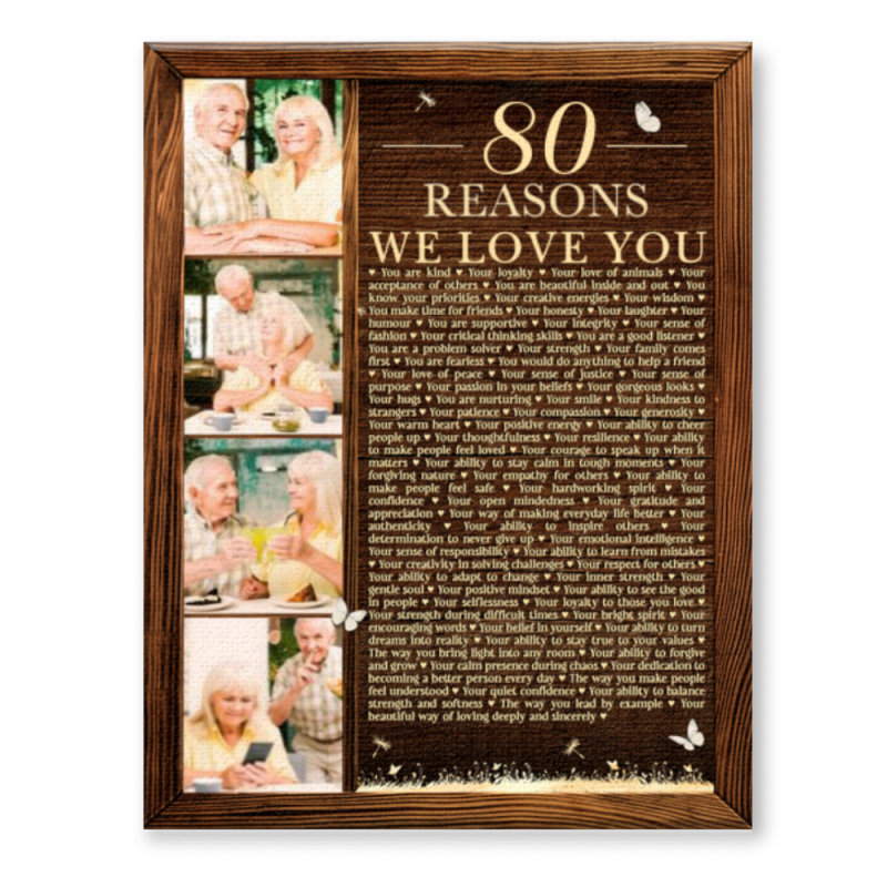 80 Reasons We Love You Personalized Photo Collage Canvas, 80th Birthday Present, 80th Birthday Gift for Him for Her, 80 Things About Dad Birthday, Mom’s 80th Anniversary