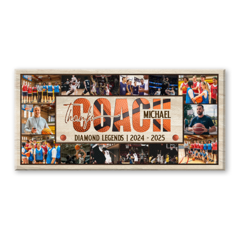 Basketball Coach Photo Canvas, Coach Appreciation Gift, Team Thank You Wall Art, End Of Season Coach Gift, Basketball Gift, Unique Gift For Coach