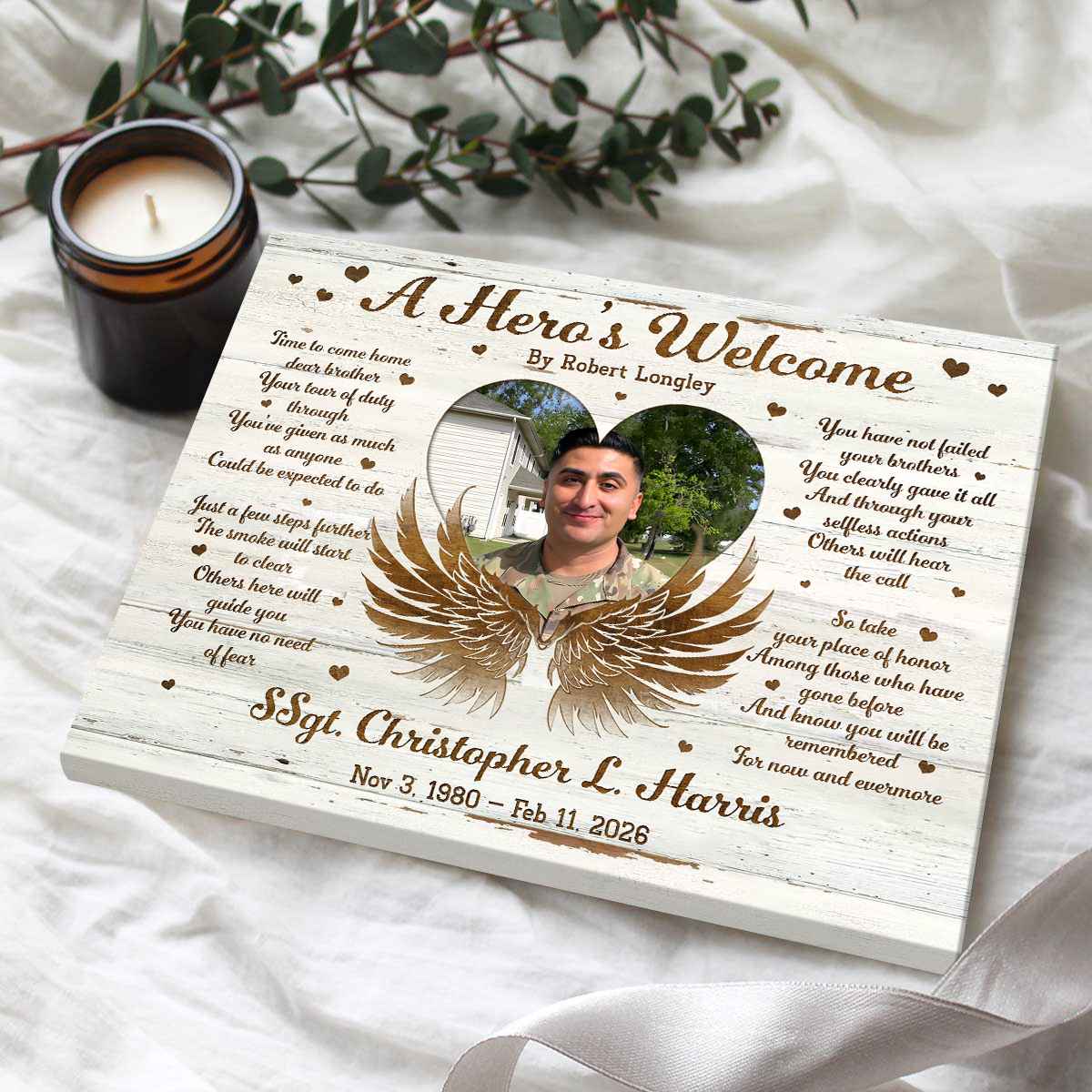 Personalized Military Memorial Canvas, Fallen Soldier Tribute Sympathy Gift, Sympathy Gift For Loss Of Veteran, Custom Military Photo Memorial Canvas 1 Personalized Military Memorial Canvas, Fallen Soldier Tribute Sympathy Gift, Sympathy Gift For Loss Of Veteran, Custom Military Photo Memorial Canvas