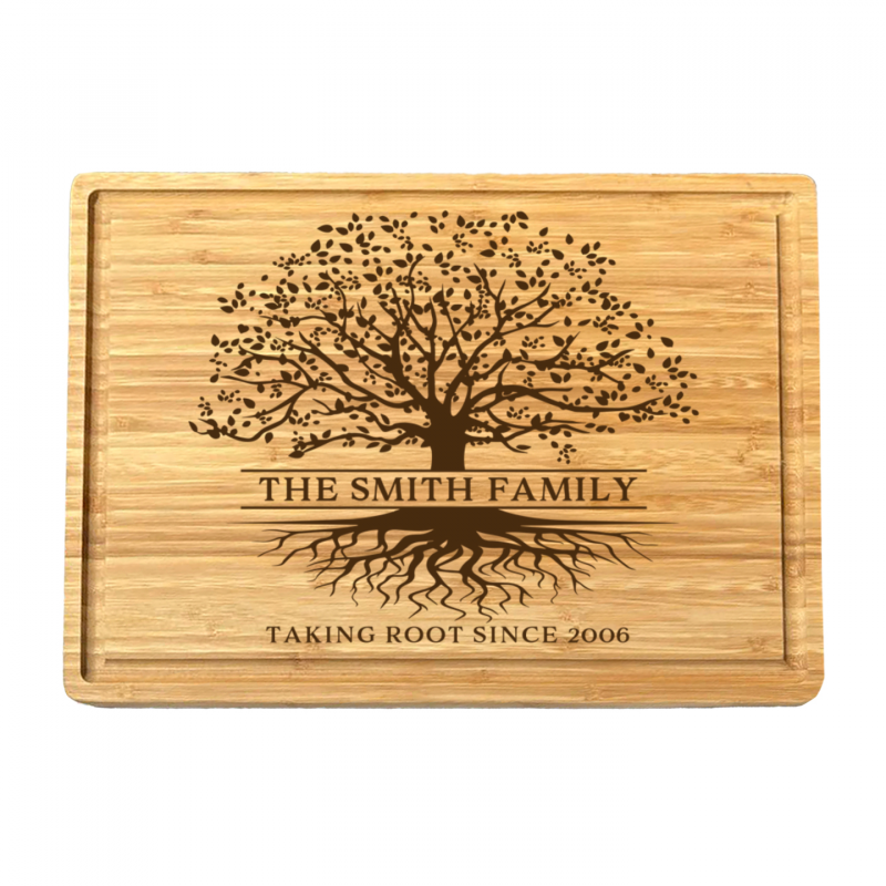 Personalized Family Tree Cutting Board, Custom Engraved Family Name Kitchen Gift, Engraved Bamboo Housewarming Gift, New Home Gift Idea