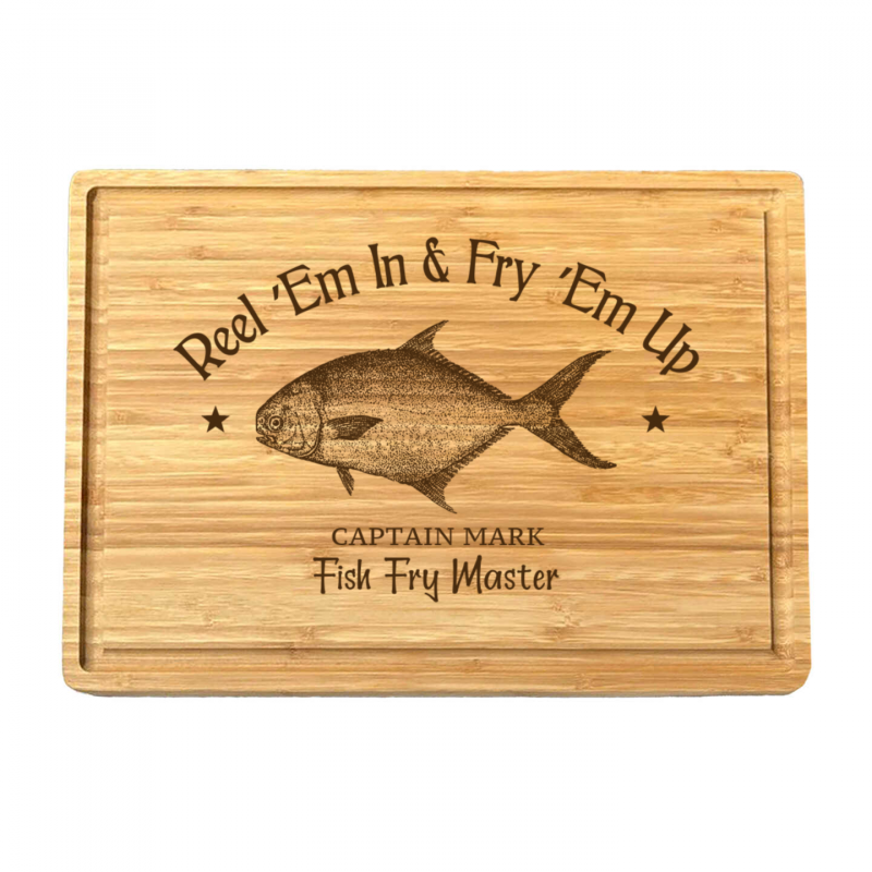 Personalized Pompano Fishing Cutting Board – Engraved Bamboo Gift for Dad, Husband, Fisherman
