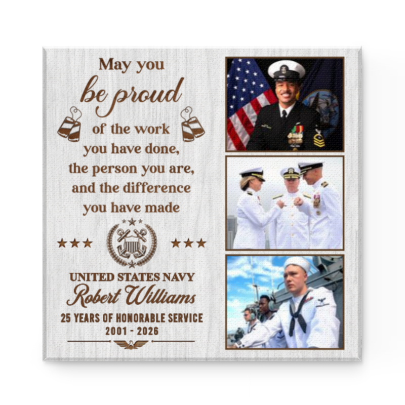 US Navy Photo Canvas, Navy Retirement Gift, Military Retirement Gift, Navy Appreciation Gift, Navy Memorial Gift, Personalized Navy Photo Canvas