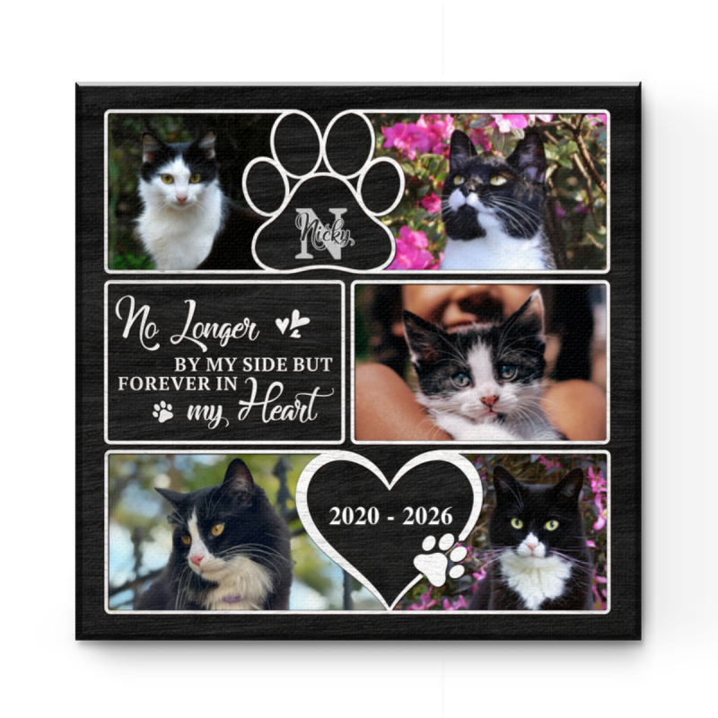 Cat Remembrance Gift, Personalized Cat Loss Gift, Custom Cat Photo Collage Canvas, Cat Lover Gift, Personalized Pet Loss Keepsake