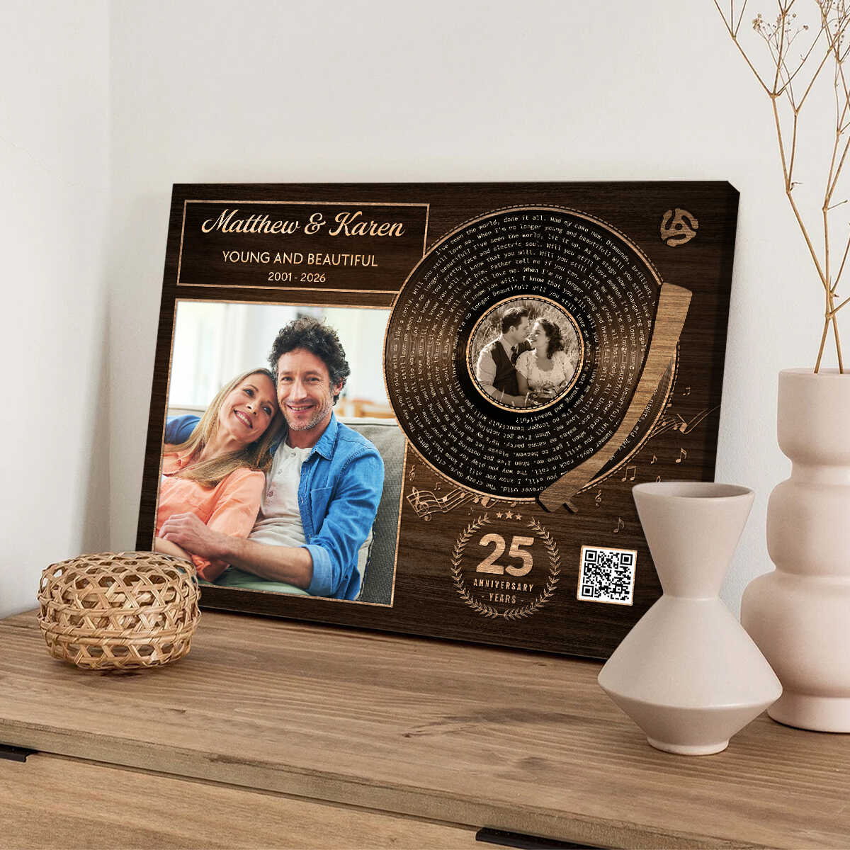 25th Anniversary Song Lyrics Canvas, Personalized Couple Canvas