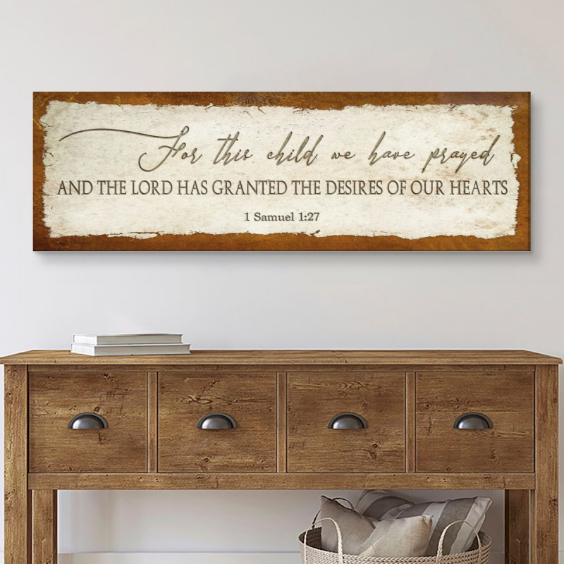 For This Child We Have Prayed Canvas – 1 Samuel 1:27 Bible Verse Nursery Wall Art