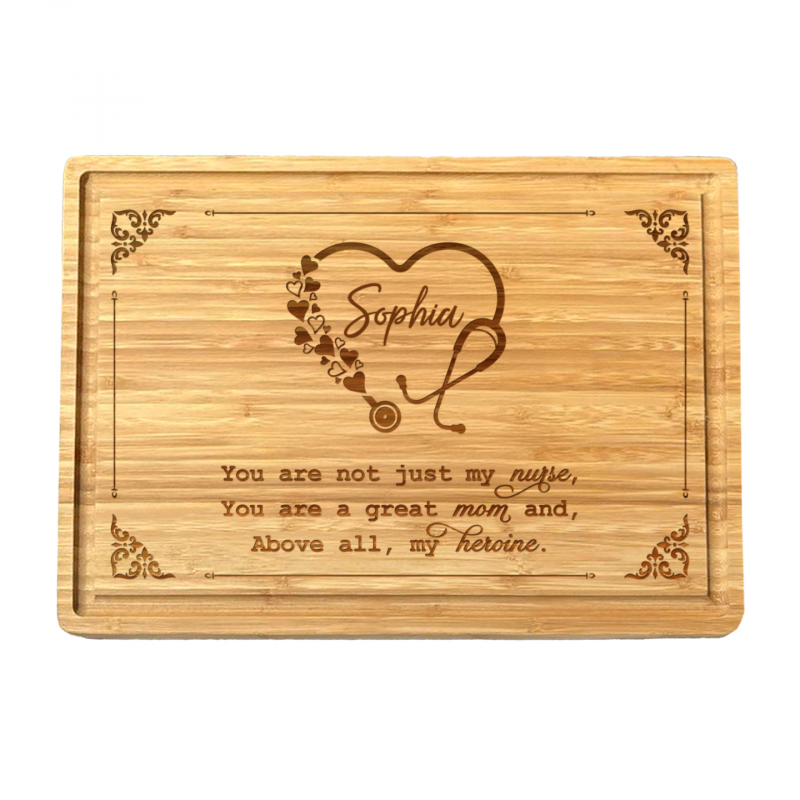 Personalized Nurse Mom Cutting Board, Hero Tribute Gift for Mom, Caregiver Gift, Custom Nurse Appreciation Gift, Mother's Day Gift for Nurse