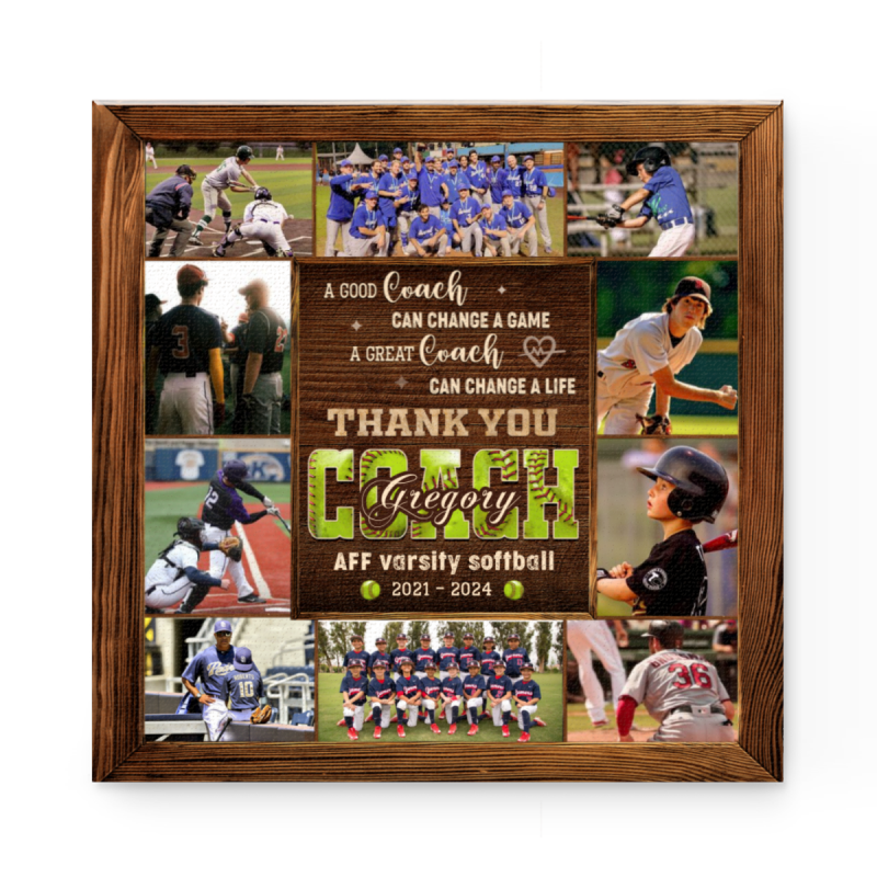 Best Softball Coach Gift, Personalized Softball Coach Photo Collage Canvas, Softball Photo Collage, Softball Appreciation Gift, Custom Softball Gift