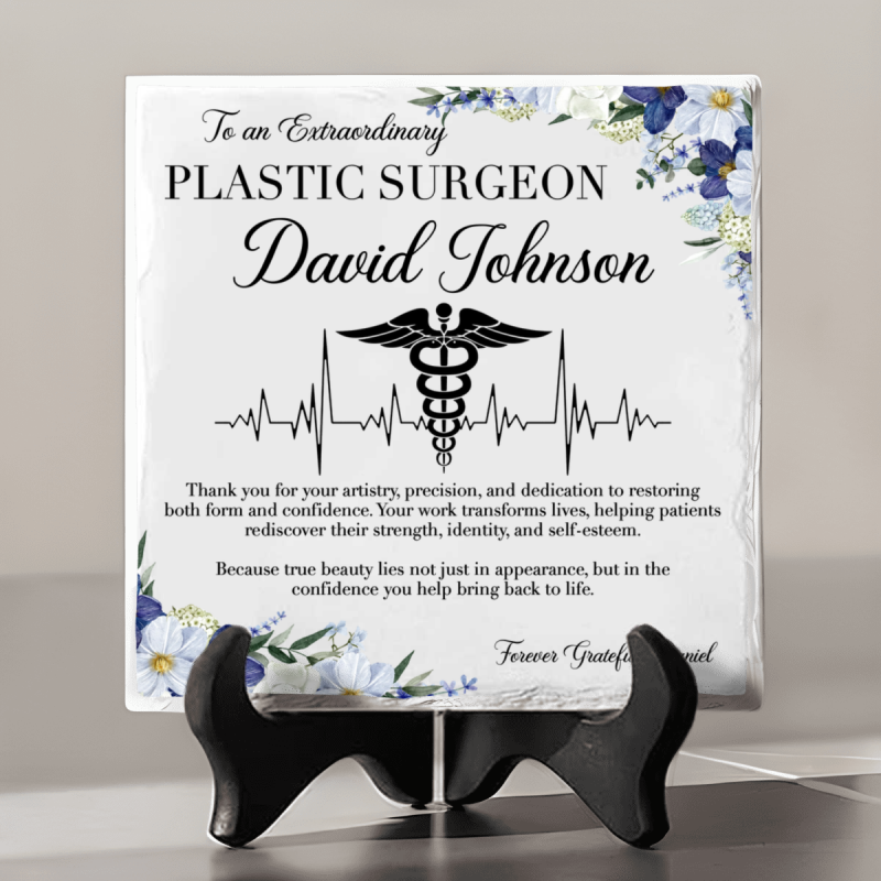 Plastic Surgeon Ceramic Tile, Personalized Doctor Gift, Plastic Surgery Appreciation Plaque, Plastic Surgeon Thank You Gift, Plastic Surgeon Retirement Gift