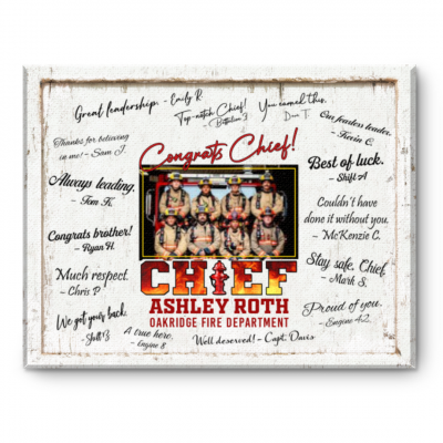 Personalized Fire Chief Promotion Gift, Custom Firefighter Retirement Signature Board, Fire Department Photo Print, Fireman Farewell Gift