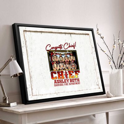 Personalized Fire Chief Promotion Gift, Custom Firefighter Retirement Signature Board, Fire Department Photo Print, Fireman Farewell Gift