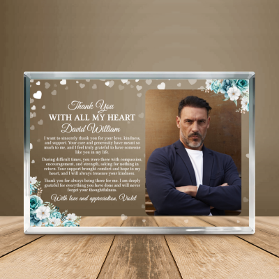 Thank you Gift Acrylic, Personalized Thank You Acrylic Plaque with Photo, Custom Appreciation Gift for Him Men, Coworker Gift, Teacher Gift, Mentor Gift