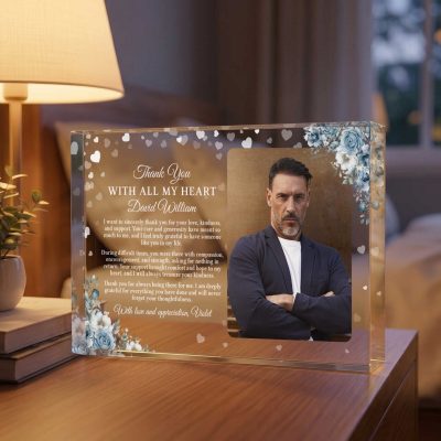 Thank you Gift Acrylic, Personalized Thank You Acrylic Plaque with Photo, Custom Appreciation Gift for Him Men, Coworker Gift, Teacher Gift, Mentor Gift