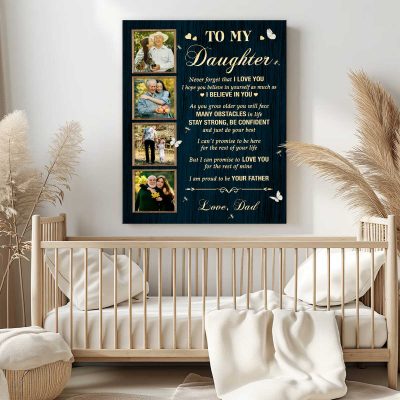 Daughter Gift from Dad | Personalized To My Daughter Canvas Gift | Custom Father Daughter Photo Collage | Meaningful Birthday Gift from Dad | To My Daughter Letter Canvas