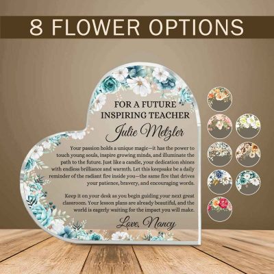 Future Teacher Gift, Teacher Graduation Gift, Personalized Heart Acrylic Plaque, New Teacher Congratulations, Student Teacher Appreciation Gift