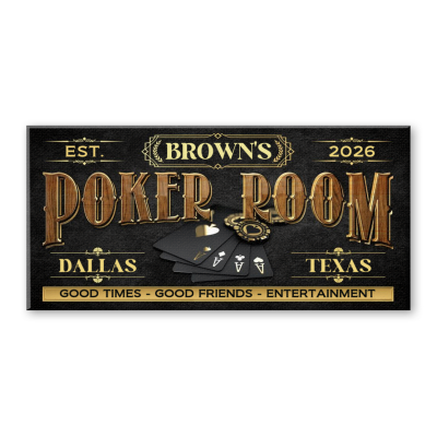 Poker Room Canvas Sign, Custom Family Name Poker Room Decor, Man Cave Wall Art, Poker Player Gift, Casino Game Room Sign, Home Decor, Poker Lovers