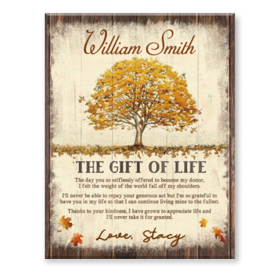 Personalized Organ Donor Thank You Gift, The Gift of Life Transplant Donor Appreciation Canvas, Transplant Anniversary Gift, Custom Tree of Life Canvas Print