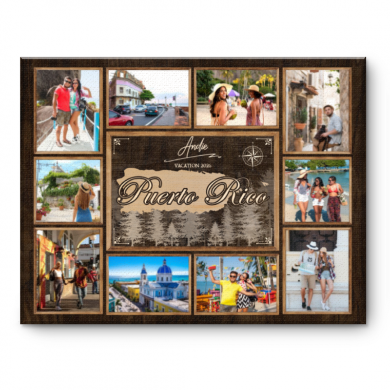 Personalized Puerto Rico Travel Canvas, Puerto Rico Map Wall Art, Puerto Rico Vacation Keepsake, Minimalist Home Decor, Caribbean Travel Gift