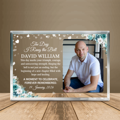 Personalized Cancer Survivor Ringing the Bell Acrylic Plaque, Cancer Survivor Gift, Custom Photo Remembrance Acrylic Plaque, Custom Photo Cancer Survivor Plaque