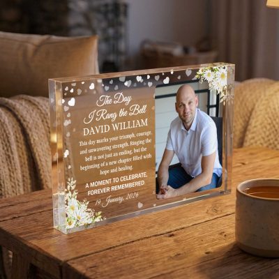 Personalized Cancer Survivor Ringing the Bell Acrylic Plaque, Cancer Survivor Gift, Custom Photo Remembrance Acrylic Plaque, Custom Photo Cancer Survivor Plaque