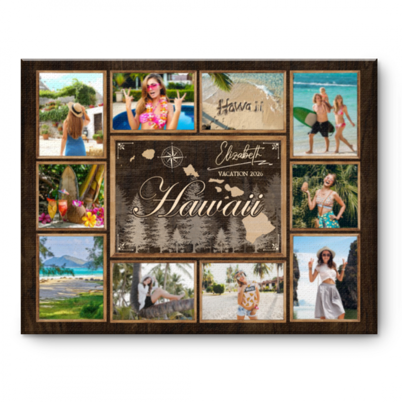 Personalized Hawaii Travel Canvas, Hawaii Map Wall Art, Vacation Memory Keepsake, Minimalist Home Decor, Tropical Travel Gift, Hawaii Travel Gift