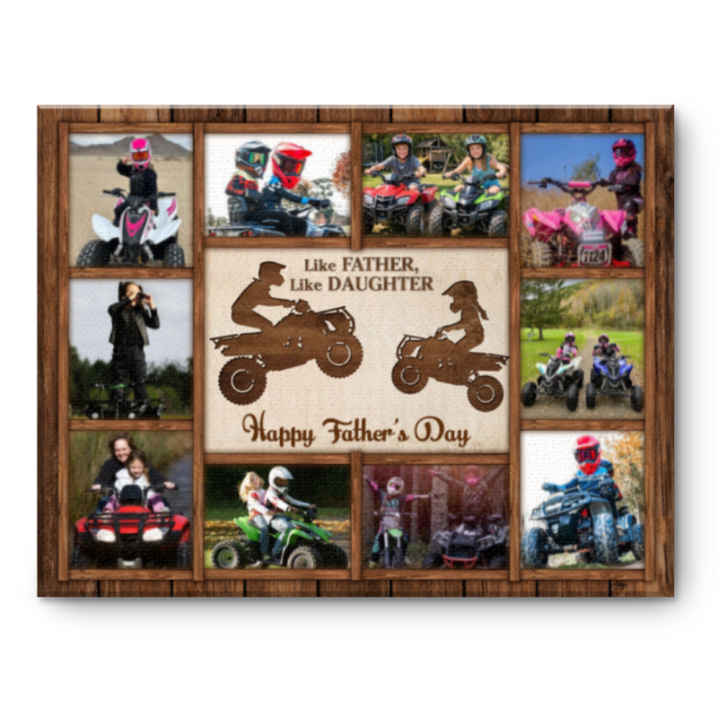 Custom ATV Dad And Daughter Gift, Like Father Like Daughter ATV Gift, Quad Bike Dad Gift, Custom Quad Bike Girl Wall Art, Unique Father's Day Canvas Print
