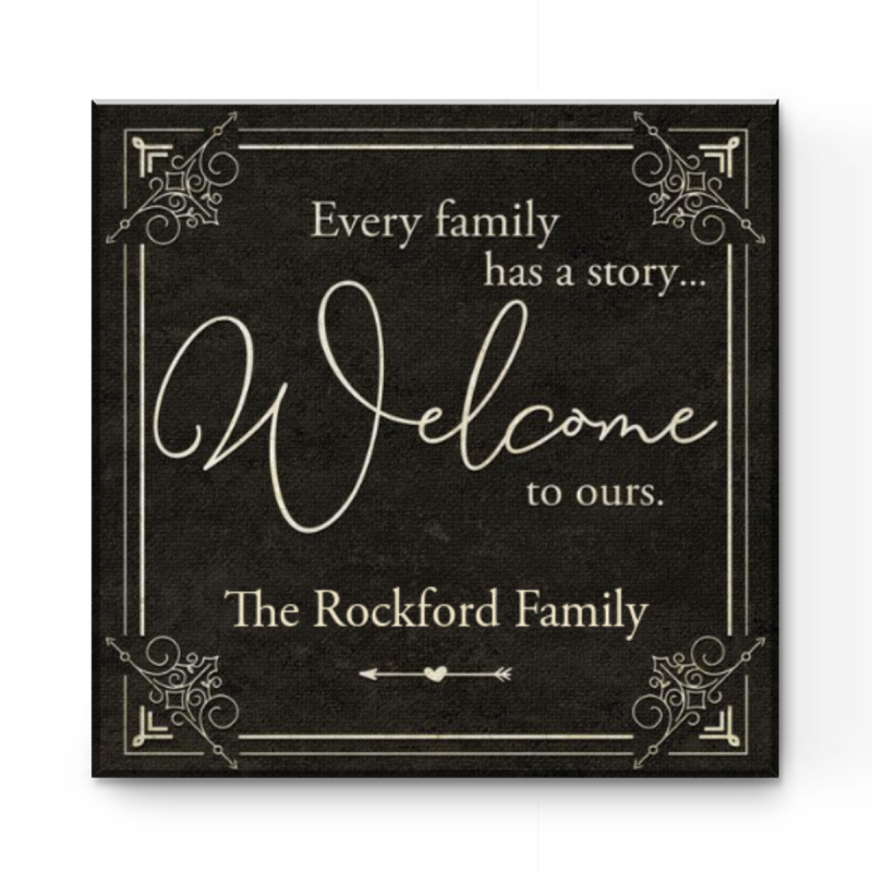 Personalized Family Welcome Sign Canvas, Every Family Has A Story  Wall Art, Custom Last Name Canvas, Front Porch Decor, Housewarming Gift Canvas