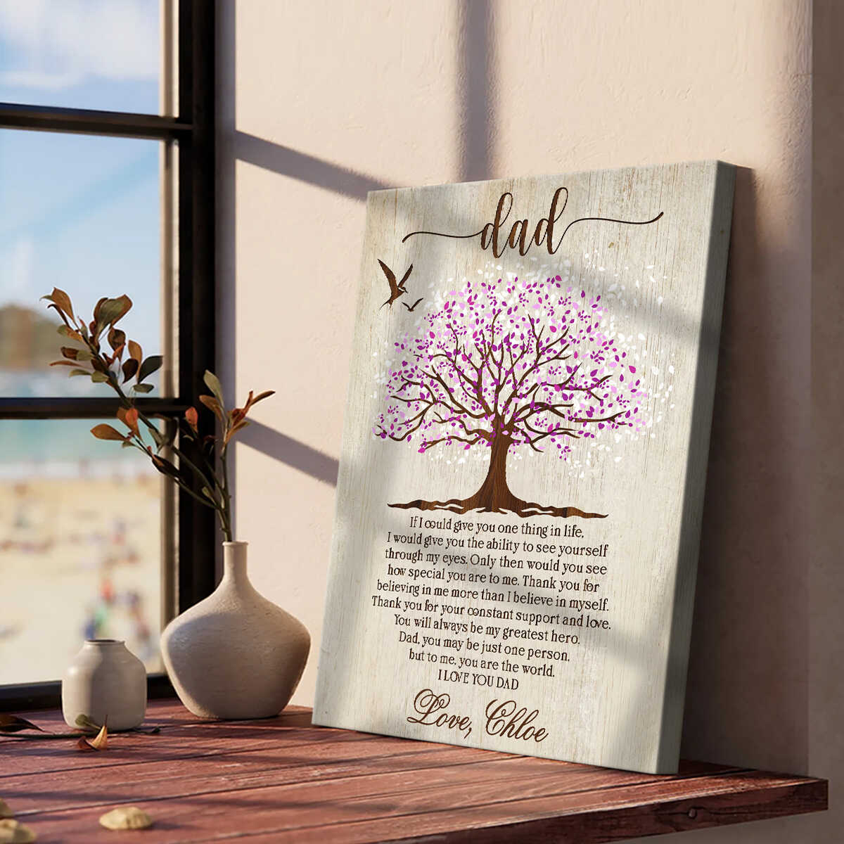 Dad from Daughter Gift, Personalized Father's Day Gift Dad, Father's Day Sentimental Photo Gift, Thank You Gift for Dad, Poem Dad Canvas