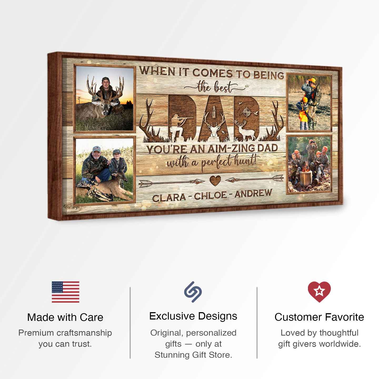 Personalized Hunting Dad Wall Art, Hunting Buddy Photo Gift for Dad, Custom Hunting Gift for Dad, Deer Hunting Gift Ideas for Dad, Father's Day Gift for Hunter Dad