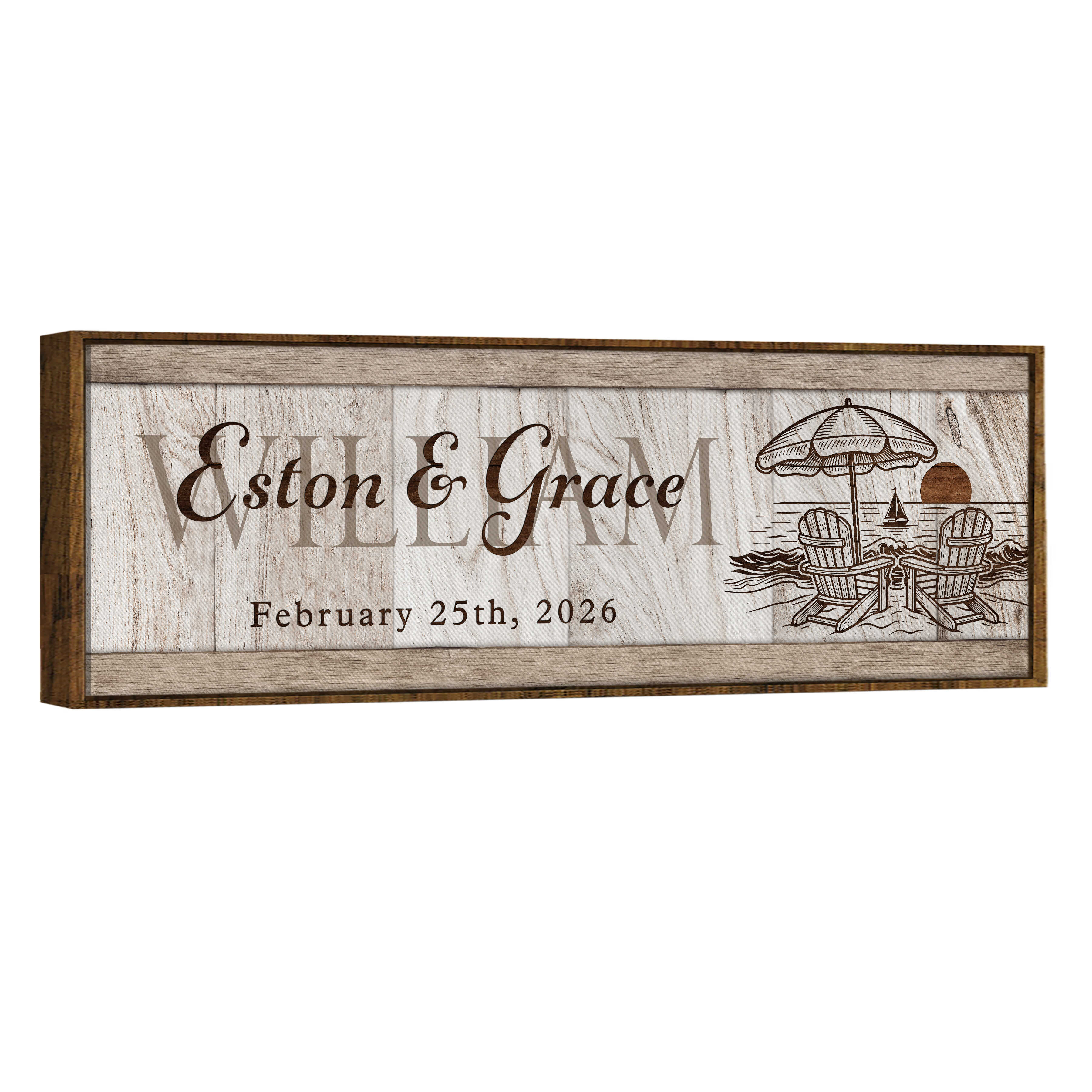 Beach Couple Name Sign, Custom Last Name Sign, Anniversary Gift For Couples, Wedding Gift, Family Name Gift, Romantic Beach House Decor