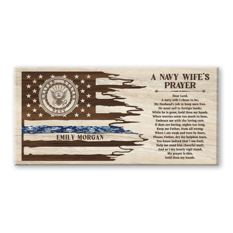 Navy Wife Prayer Sign, Military Wife Prayer Wall Art, Christian Navy Wife Decor, Navy Spouse Appreciation Gift, Personalized Navy Wife Gift, Military Family Keepsake