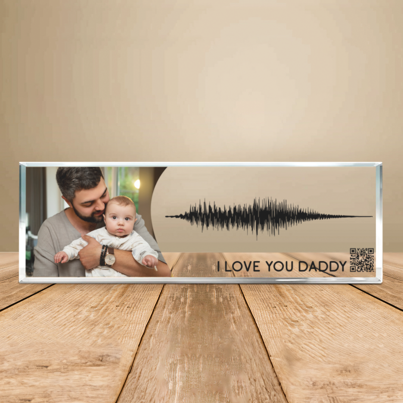 First Time Dad Sound Wave Desk Sign, Personalized Daddy And Baby Keepsake, Custom QR Code, New Dad Acrylic Plaque, Father's Day Gift, Gift For Husband