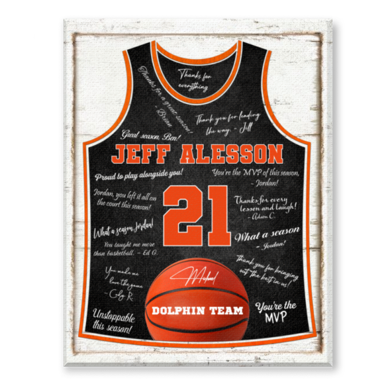 Custom Basketball Gift for Player, End of Season Team Gift, Custom Jersey Signature Guest Book Canvas, Senior Night Basketball Player Gift, Team Signature Guest Book