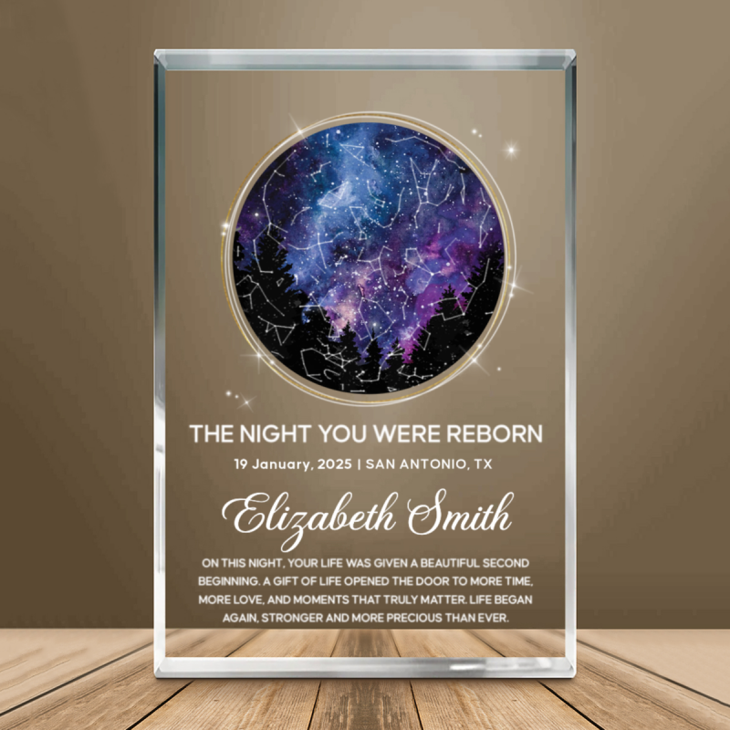 Organ Transplant Survivor Custom Star Map By Date Acrylic Plaque, Liver Transplant, Transplant Gift, Bone Marrow Transplant Anniversary