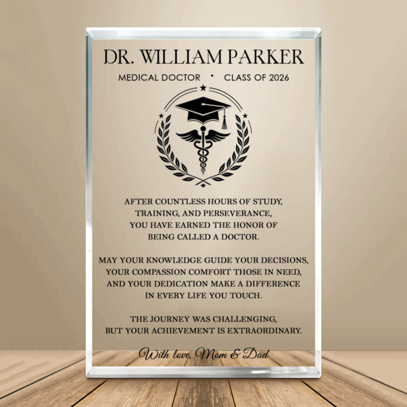 Personalized Doctor Graduation Acrylic Plaque, Custom Medical Doctor Gift, MD Graduation Keepsake, Future Doctor Gift, Medical School Graduation Gift