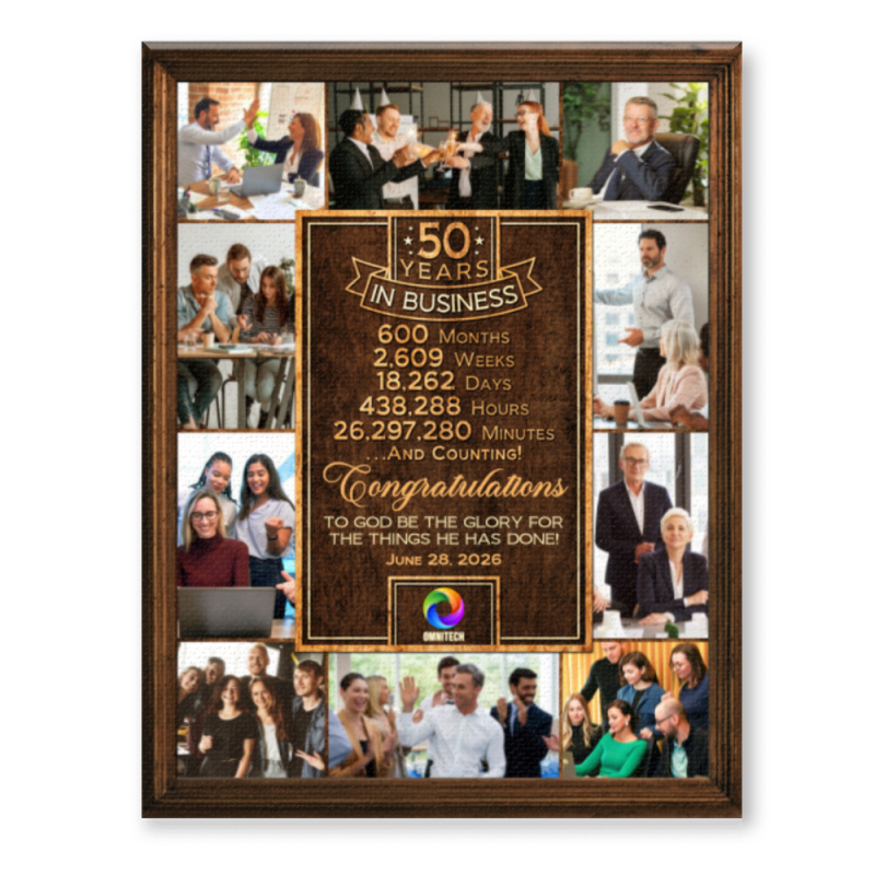 50th Business Anniversary Gift for Boss, 50 Year Business Anniversary Canvas,  Small Business Celebration Canvas, 50 Years In Business Photo Collage Canvas