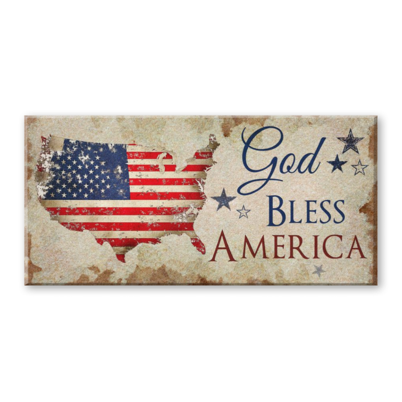 God Bless America Wall Art, American Flag Canvas Print, USA Map Artwork, Independence Day Decoration, Vintage American Flag, Fourth of July Decor