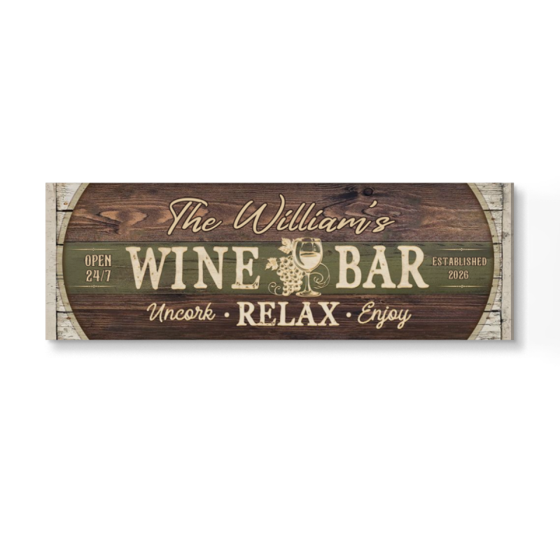 Custom Wine Bar Canvas, Vintage Kitchen Wall Decor, Custom Family Name Wine Bar Canvas, Personalized Wine Bar Sign Custom Canvas Print