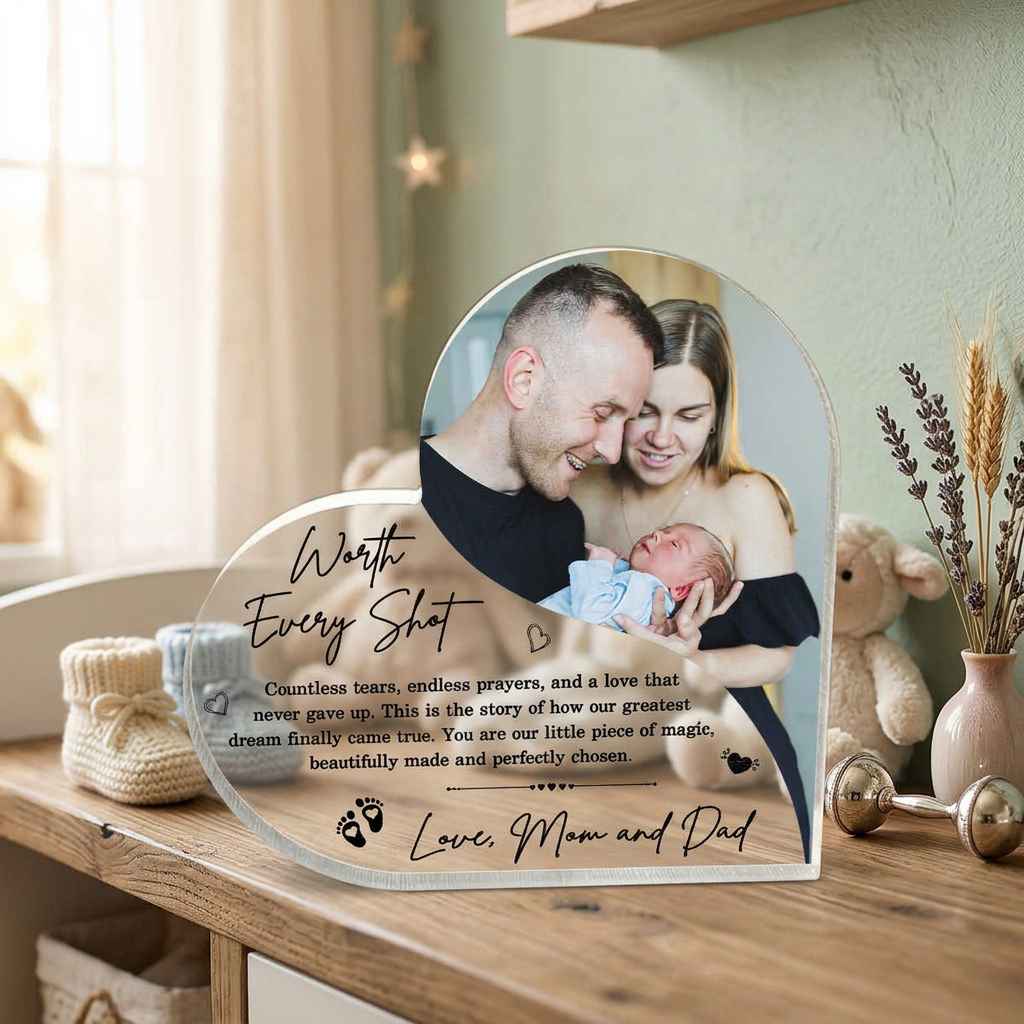 IVF Miracle Baby Gift, Worth Every Shot Heart Acrylic Block, Custom Photo New Mom Gift, Rainbow Baby Keepsake, Newborn Photo Plaque 1 IVF Miracle Baby Gift, Worth Every Shot Heart Acrylic Block, Custom Photo New Mom Gift, Rainbow Baby Keepsake, Newborn Photo Plaque
