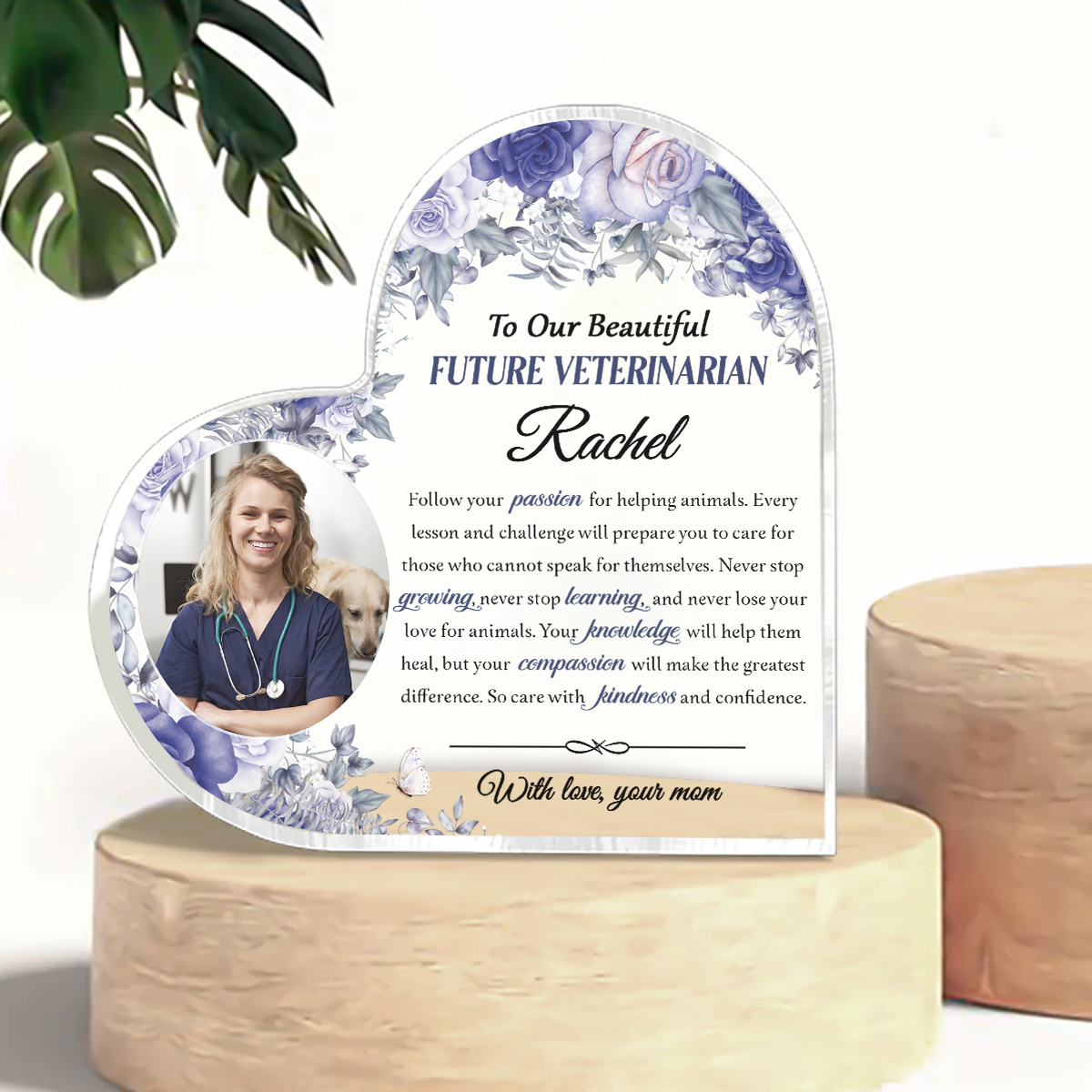 Personalized Future Veterinarian Heart Acrylic, Custom Veterinary Student Photo Plaque, Veterinarian Keepsake Gift, Future Vet Gift For Daughter, Veterinary School Decor, Gift For Her