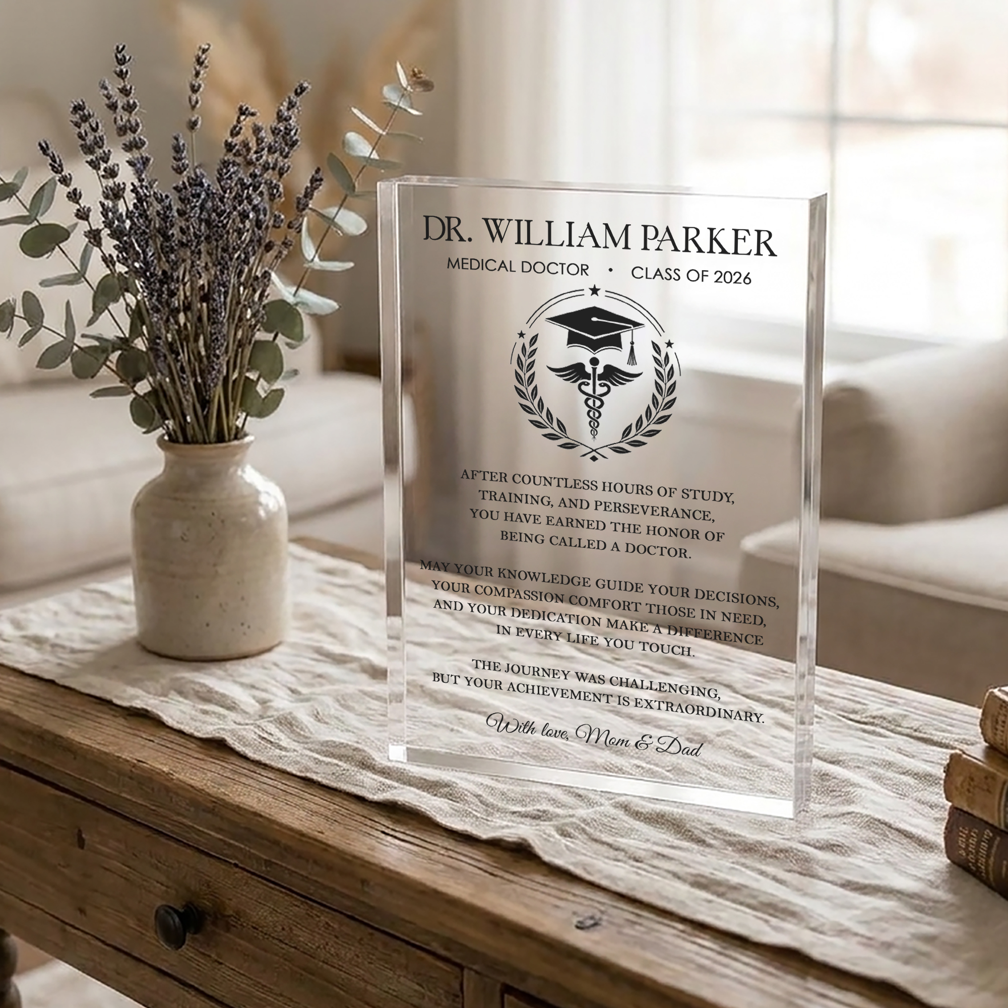 Personalized Doctor Graduation Acrylic Plaque, Custom Medical Doctor Gift, MD Graduation Keepsake, Future Doctor Gift, Medical School Graduation Gift