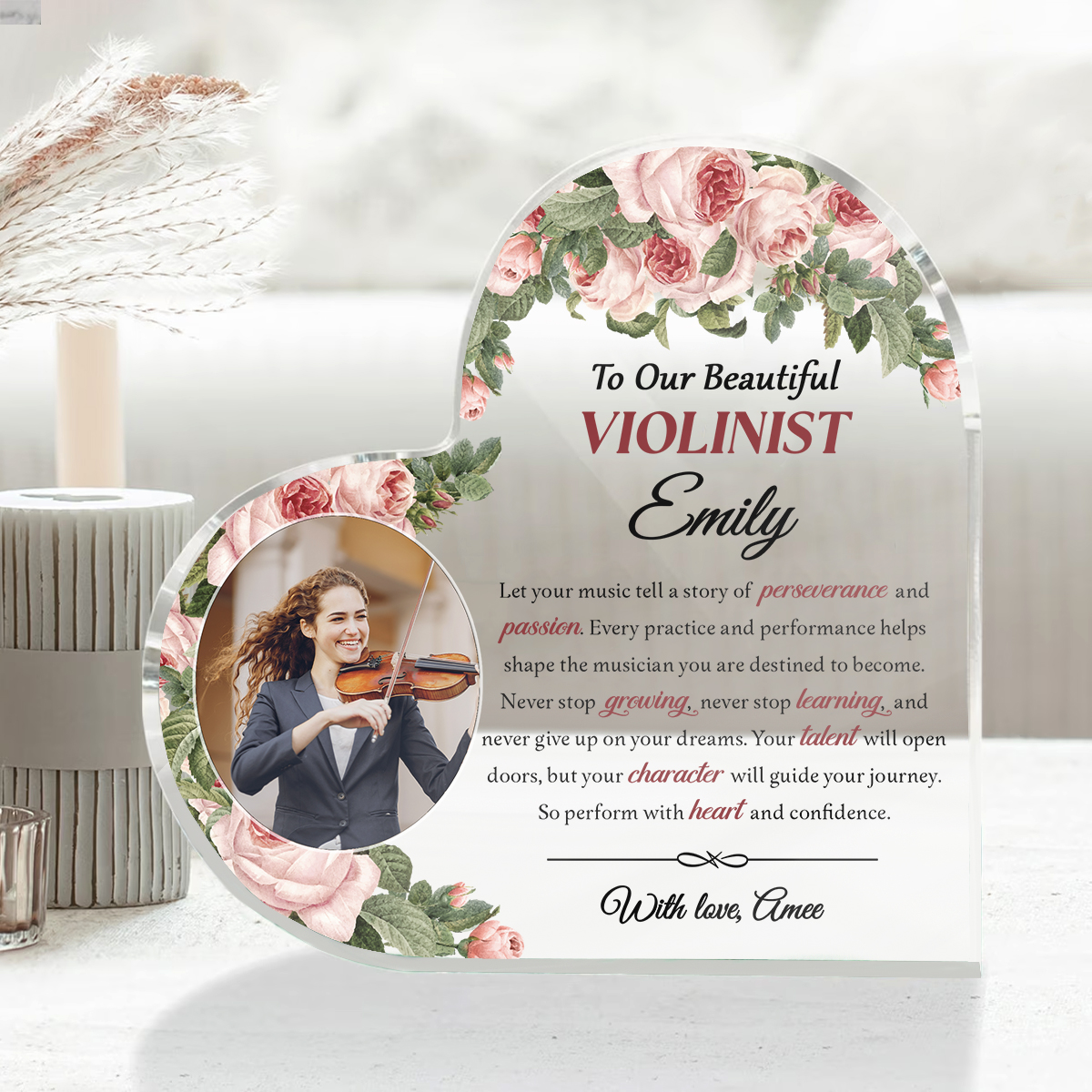 Personalized Violinist Heart Acrylic, Custom Violin Player Photo Plaque, Violin Keepsake Gift, Musician Gift For Daughter, Orchestra Decor, Gift For Her 1 Personalized Violinist Heart Acrylic, Custom Violin Player Photo Plaque, Violin Keepsake Gift, Musician Gift For Daughter, Orchestra Decor, Gift For Her