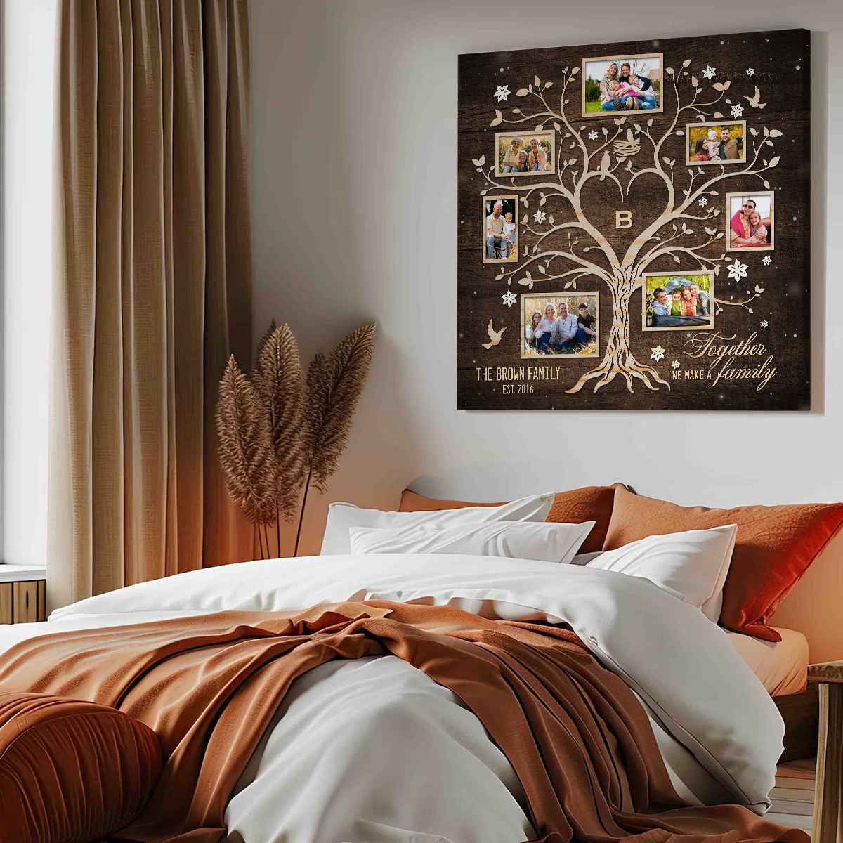 Custom Family Tree Photo Collage Canvas, Together We Make A Family Wall Art, New Home Housewarming Gift Idea, Family Gift for Parents, Grandparents Family Tree