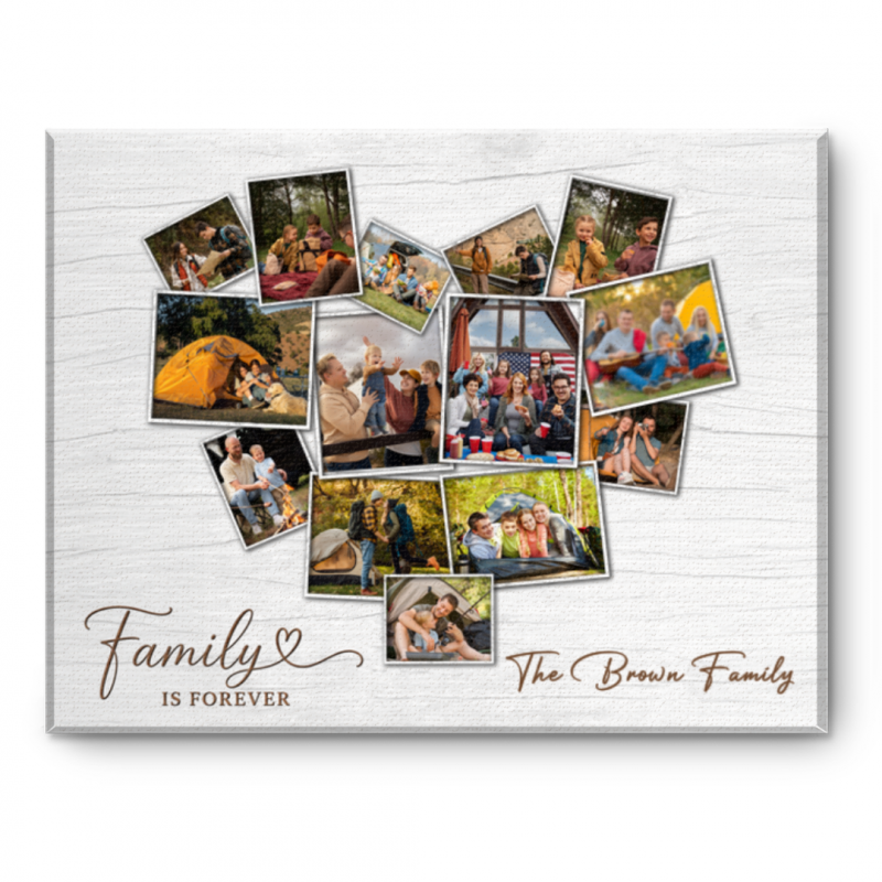 Custom Heart Photo Collage Canvas, Personalized Message and Photos Canvas, Custom Family Memories Gift, Heart Photo Collage Housewarming Gift, Family Gift Ideas