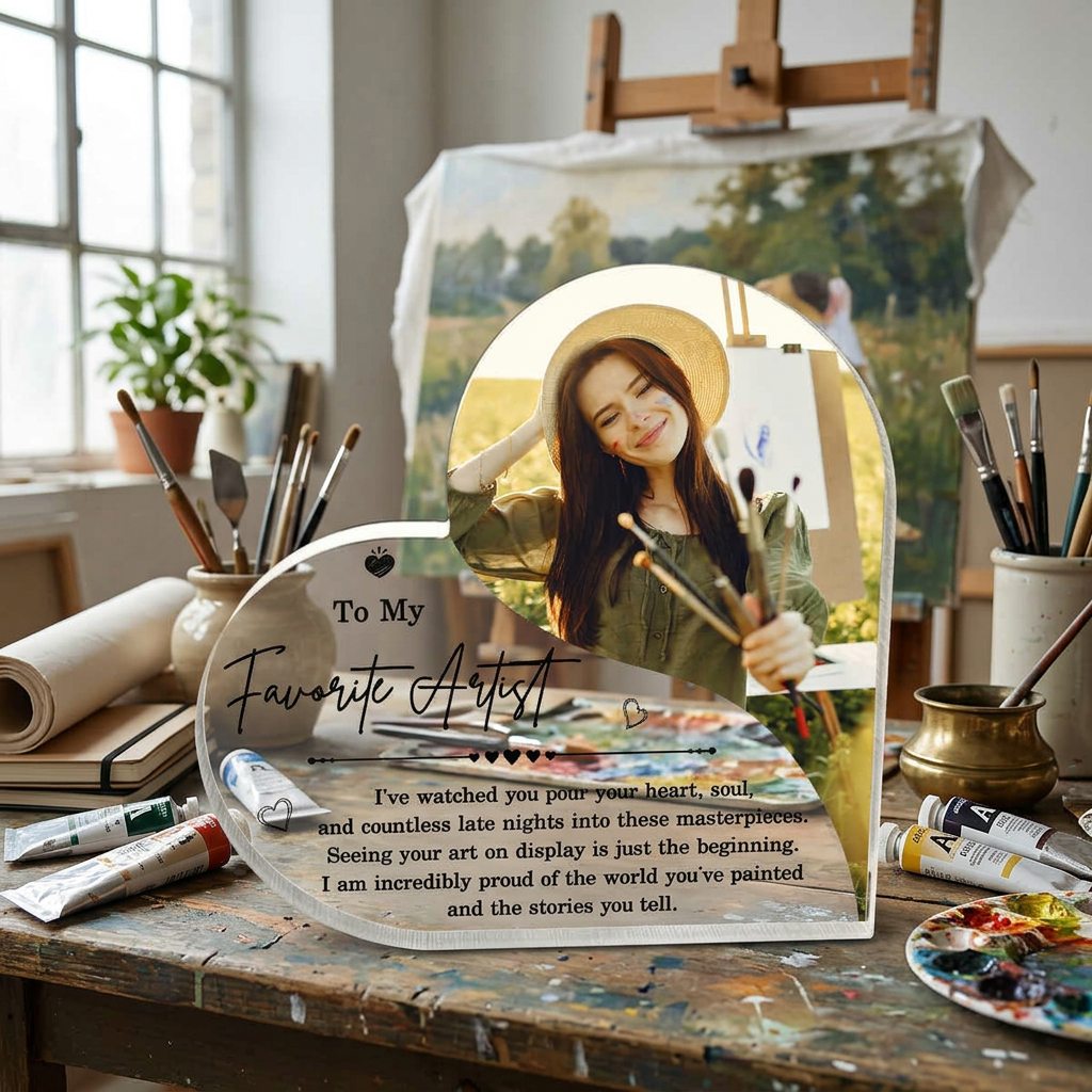 Favorite Artist Gift, Custom Artist Acrylic Plaque, To My Favorite Artist Photo Gift, Personalized Painter Gift Table Decor, Art Graduation Gift, Heart Acrylic Plaque 1 Favorite Artist Gift, Custom Artist Acrylic Plaque, To My Favorite Artist Photo Gift, Personalized Painter Gift Table Decor, Art Graduation Gift, Heart Acrylic Plaque