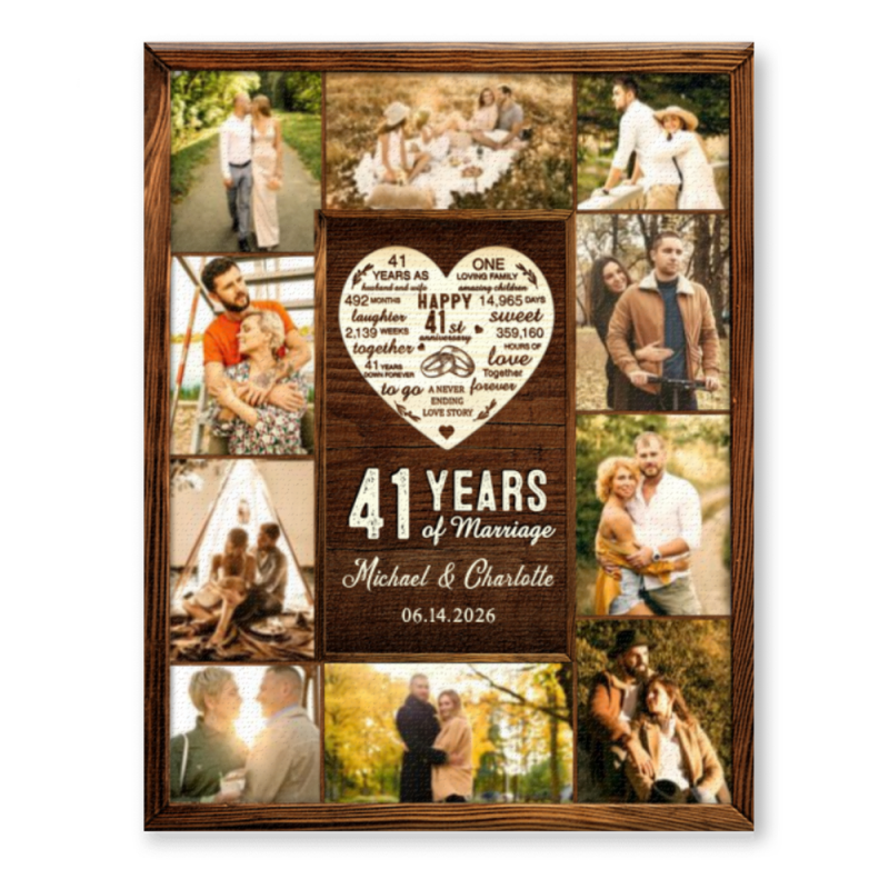 Custom 41st Year Anniversary Gift, 41st Wedding Anniversary Gift, Custom 41 Year Photo Collage Canvas Print, 41st Anniversary Gift for Her and Him