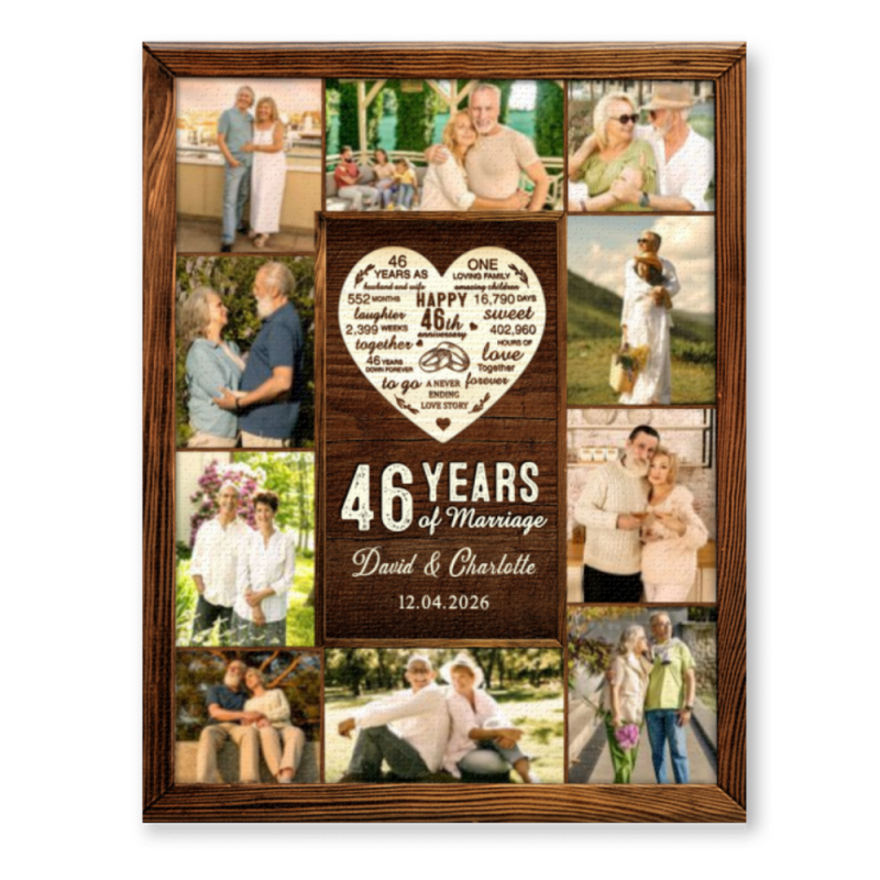 46th Year Anniversary Gift, 46th Anniversary Gift for Her and Him, 46th Wedding Anniversary Gift, Custom 46 Year Photo Collage Canvas Print