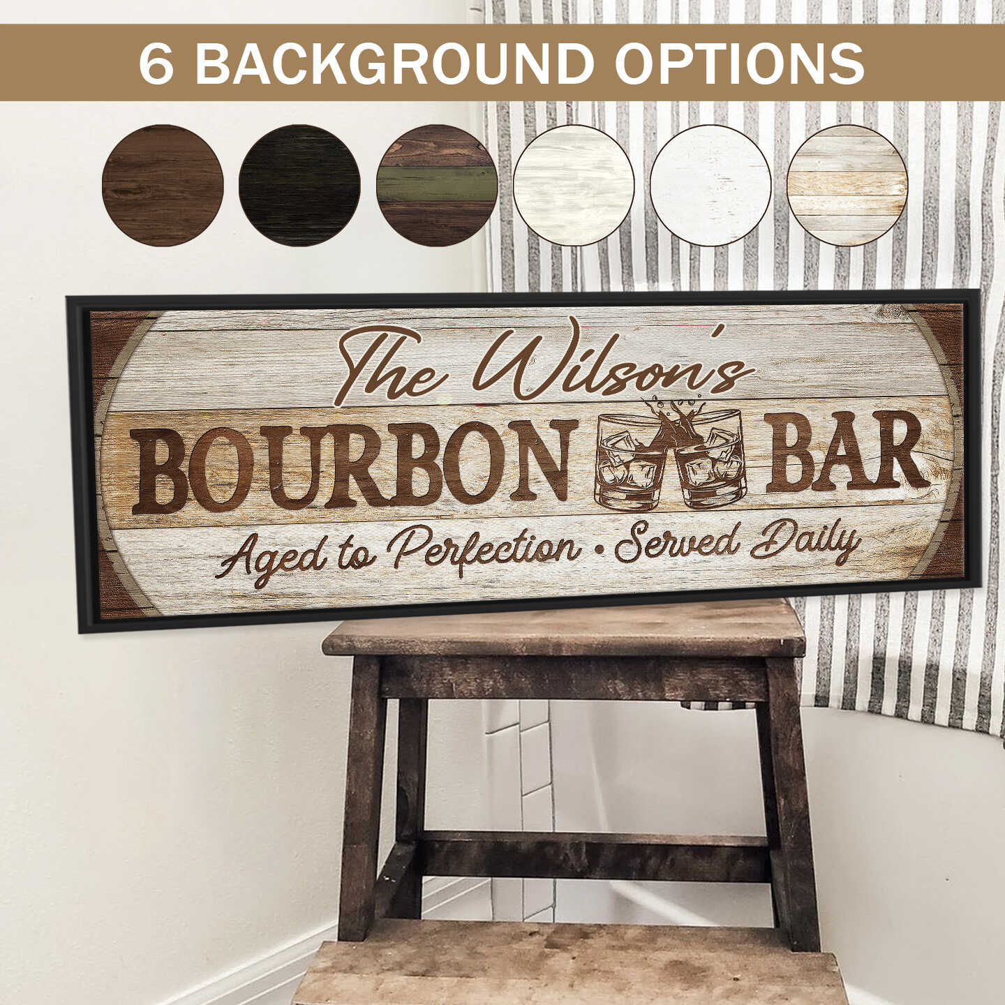 Personalized Bourbon Bar Sign Custom Canvas Print, Vintage Home Bar Decor, Rustic Man Cave Wall Art, The Custom Bourbon Bar Canvas