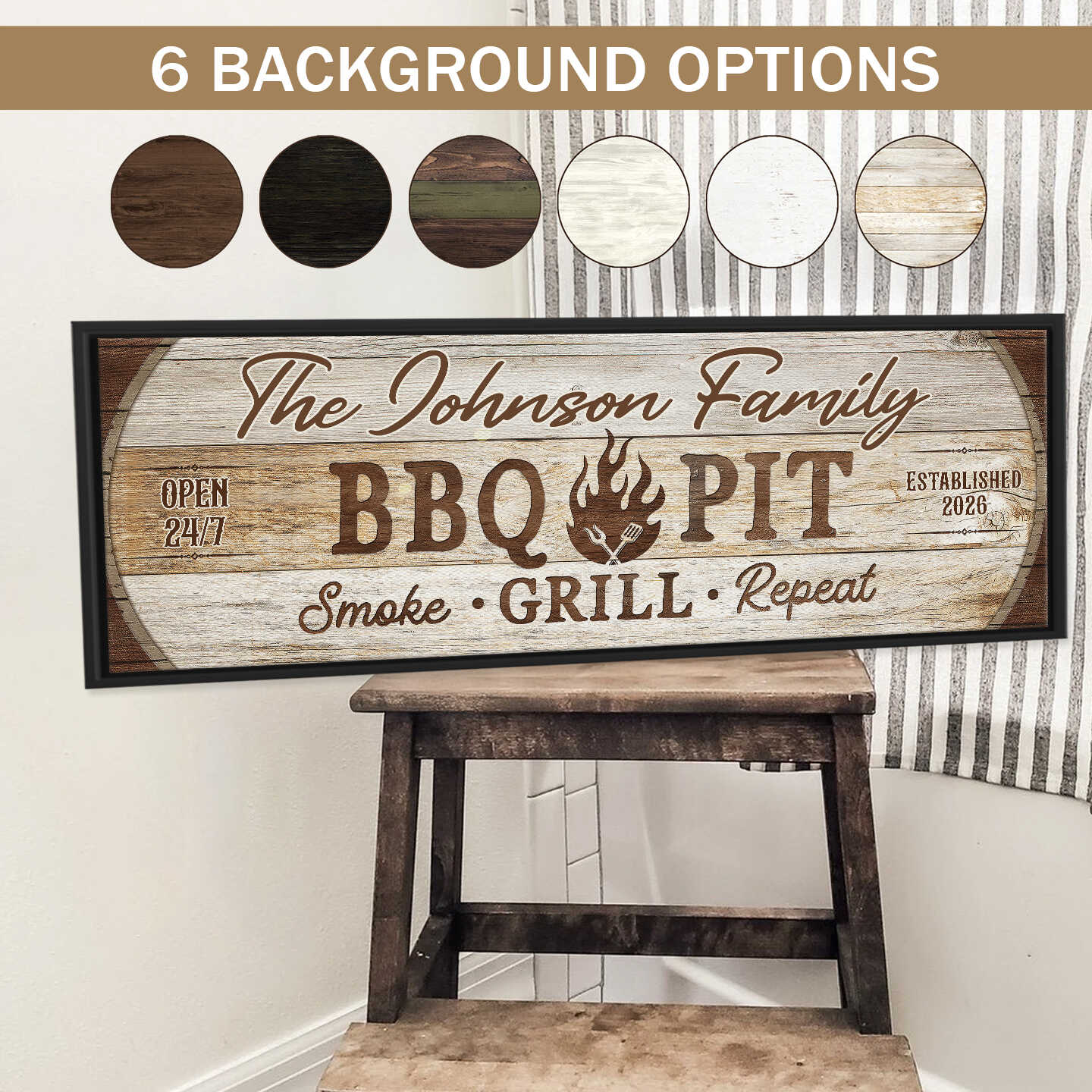 Personalized BBQ Pit Sign Custom Canvas Print, Vintage Backyard Grilling Decor, Custom BBQ Pit Canvas, Rustic Personalized Grilling Sign