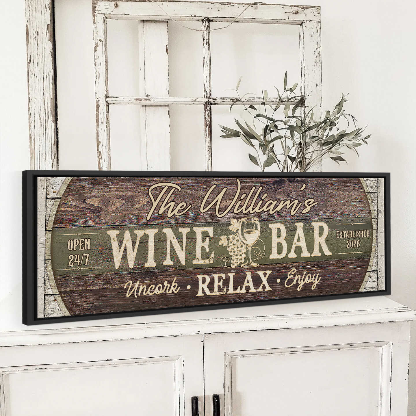 Custom Wine Bar Canvas, Vintage Kitchen Wall Decor, Custom Family Name Wine Bar Canvas, Personalized Wine Bar Sign Custom Canvas Print