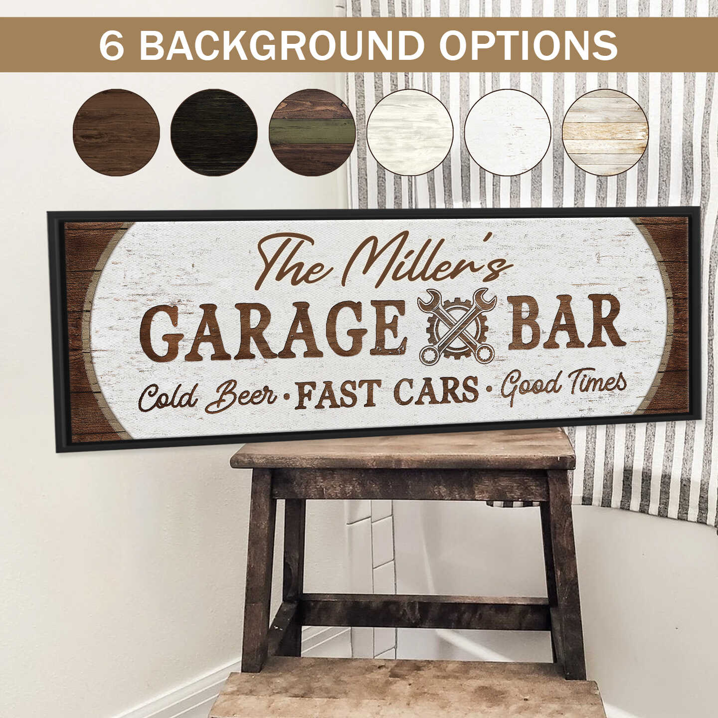 Garage Bar Sign, Garage Decor, Garage Man Cave, Custom Family Name Garage Bar Canvas